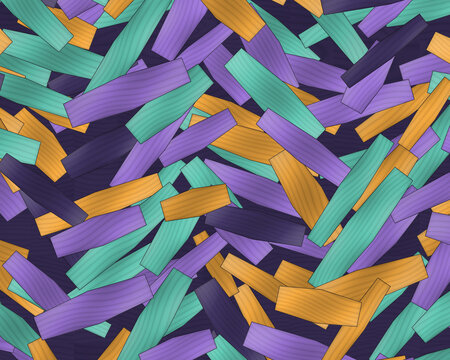 Abstract pattern of overlapping colorful wood grain rectangles