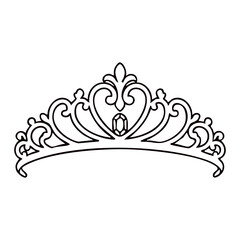 Elegant Princess Tiara Crown Outline Icon Vector for Royal and Wedding Jewelry © Nadine