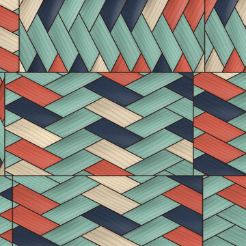 Geometric interlocking pattern with wood grain texture