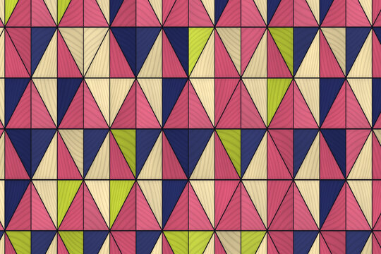 Geometric pattern of triangles in colorful squares