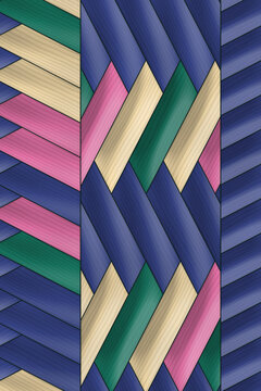 Interlaced geometric pattern with colored strips