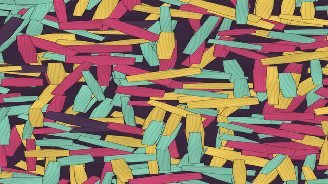 Scattered colorful wood planks pattern