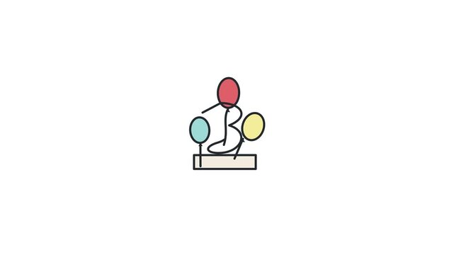 Clean Minimalist Doodle of a Person Reading with Colorful Balloons