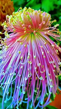 Vibrant Pink and Yellow Rain Lily Flowers Blooming in a Garden