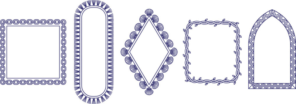 Decorative Line Frame Set With Chain And Seashell