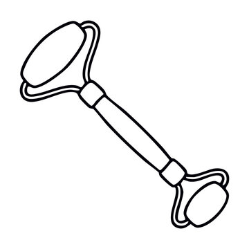 Facial Massage Roller Outline Icon Vector for Skin Care and Beauty Routine