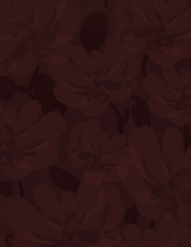 Hand Painted Deep Burgundy Abstract Floral Vintage Background