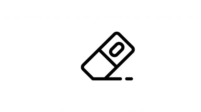 Eraser outline icon looping animation, stationery correction tool symbol motion graphic for education and office presentation design
