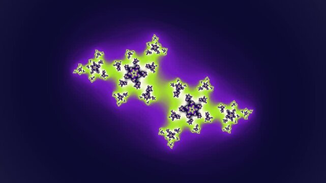 Julia Set Morph, Indigo Chartreuse Fractal Lace Pattern