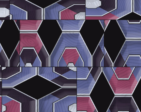 Abstract geometric pattern with wood grain texture