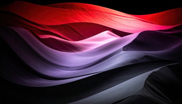 Abstract flowing red and purple wave patterns on dark background