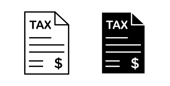 Tax icon flat outline in black