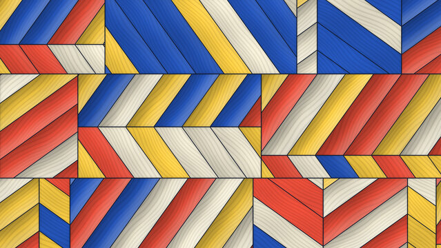 Geometric Pattern of Colored Stripes with Wood Texture