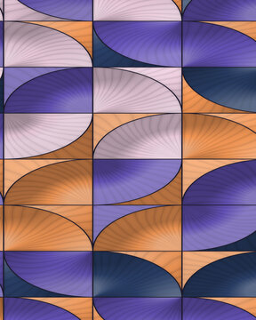 Geometric pattern with curved segments and gradients