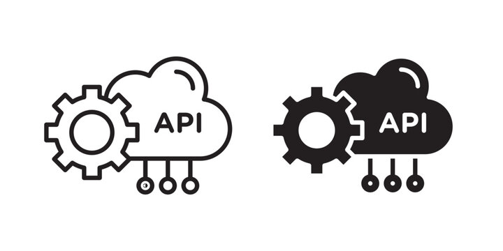 API icon flat outline in black
