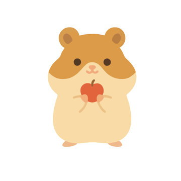 Cute Hamster Holding a Red Apple