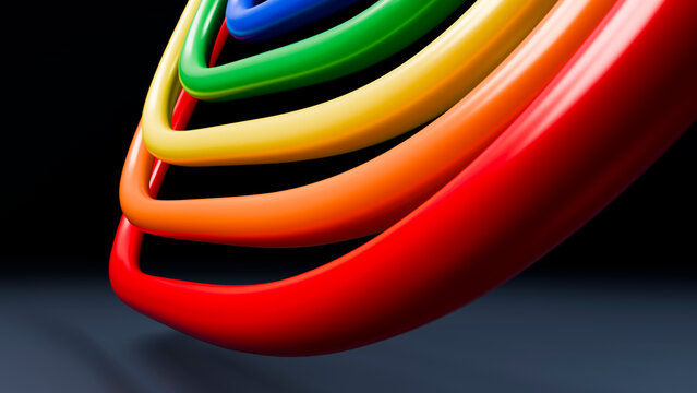 Colorful 3d concentric rings digital abstract illustration