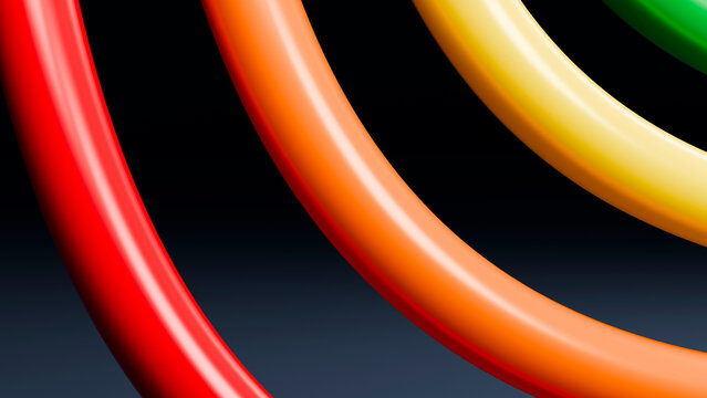 Abstract colorful curved tubes forming a smooth modern design