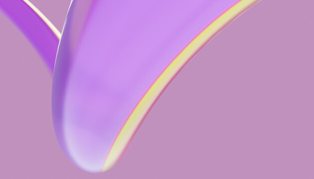 Abstract 3d render of smooth purple and yellow curved shapes