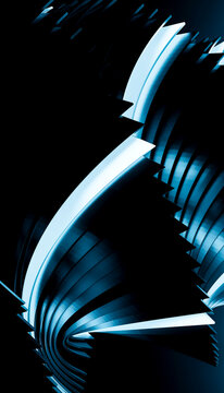 Abstract blue curved lines and geometric shapes digital art