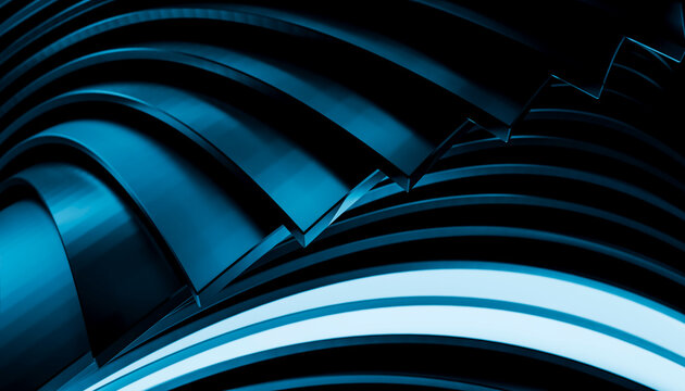 Abstract blue curved layers creating futuristic digital art pattern