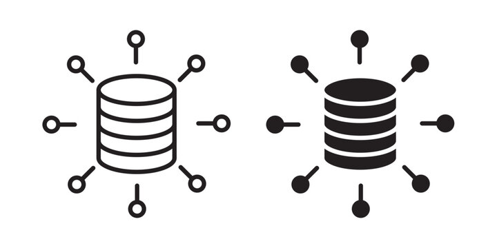 Data aggregation icon flat outline in black