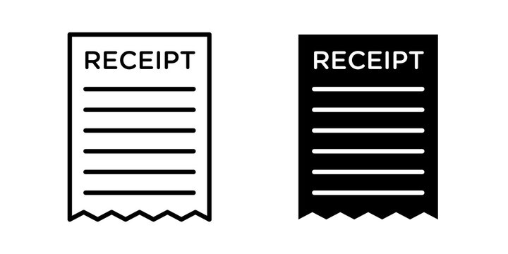 Receipt icon flat outline in black