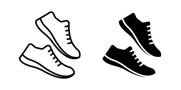 Running shoes icon flat outline in black