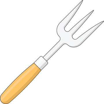 Garden Hand Fork Vector Illustration. Clean Icon Design Element Isolated on White Background