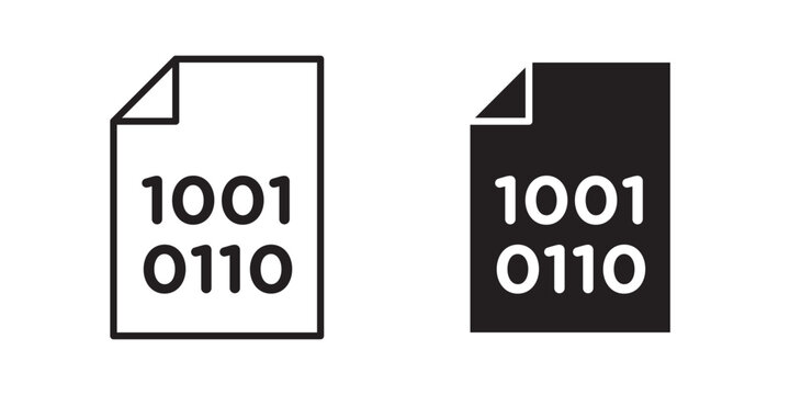 File Binary icon flat outline in black