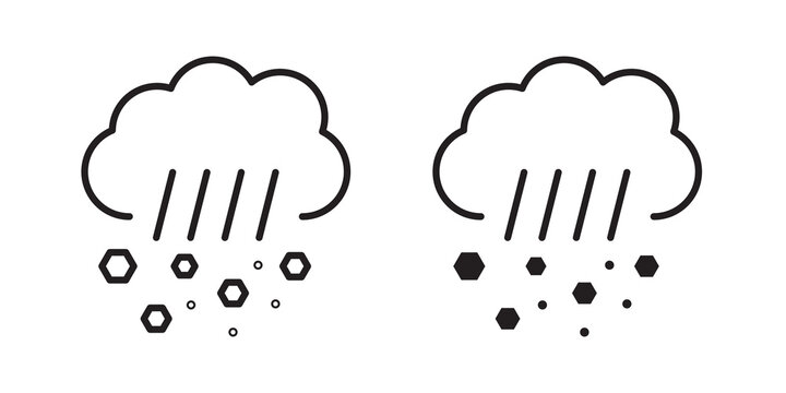 Cloud hail icon flat outline in black