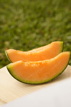 melon on a plate