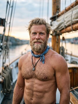 Bearded Sailor on Deck