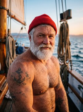 Bearded Sailor on Deck