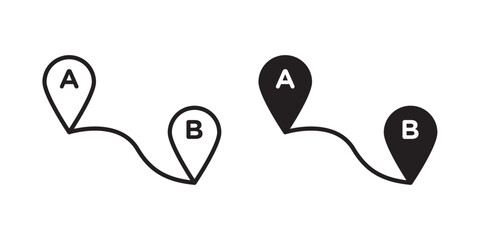 Path A to B icon flat outline in black © ramsey