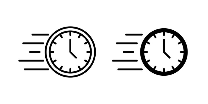 Time fast icon flat outline in black