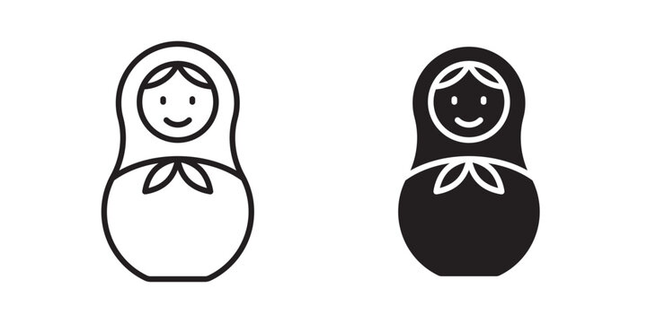 Nesting dolls icon flat outline in black