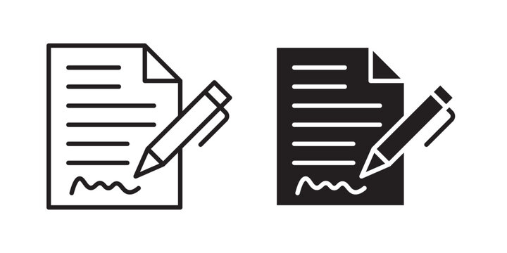 signature file icon flat outline in black