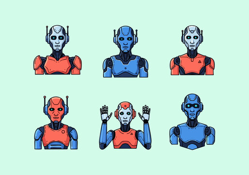 Futuristic Robot Characters in Colorful Armor Designs