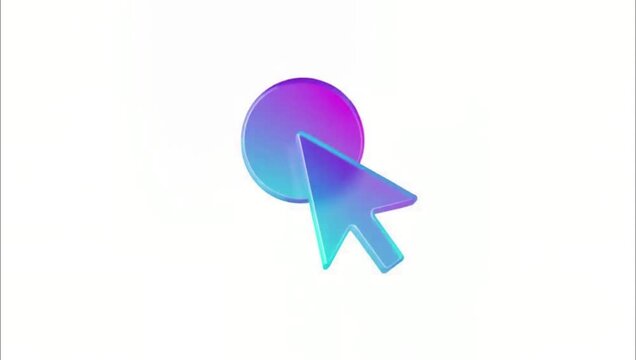 3D rendered computer mouse cursor pointer icon with a vibrant gradient color scheme.