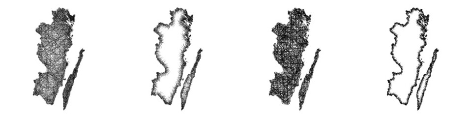Sketch black and white Kalmar (Sweden) outline map design set © David Zydd