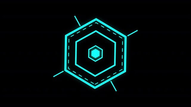 Hexagonal futuristic hud element  circular progress interface on digital technology dashboard component sci fi interface animation