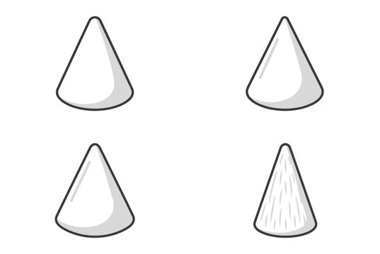Set of traditional rice cone illustrations, Indonesian tumpeng icons for ceremonial food, minimalist vector graphics of conical shaped rice isolated on white background for cultural design