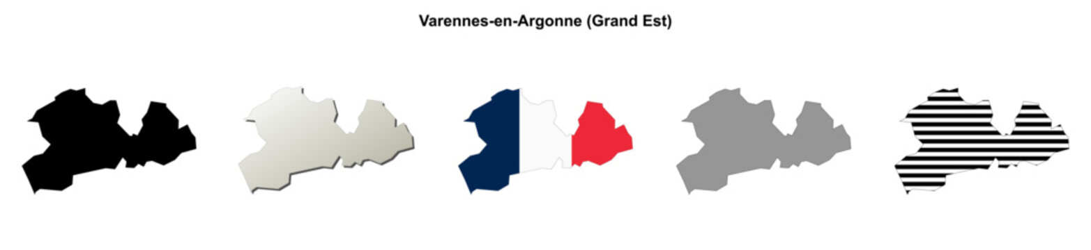 Varennes-en-Argonne (Grand Est) blank outline map set