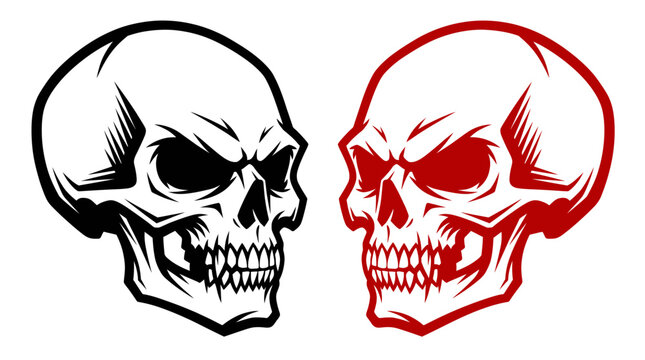 Evil skull vector illustration set