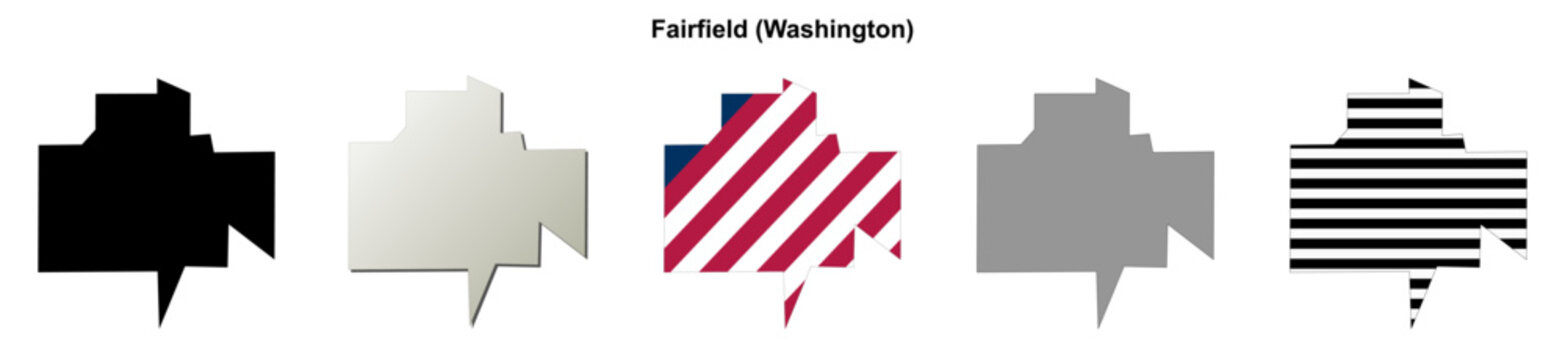 Fairfield (Washington) blank outline map set