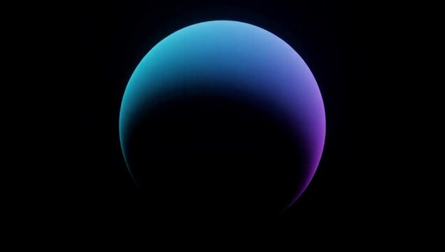 Abstract glowing blue and purple sphere isolated on a black background.