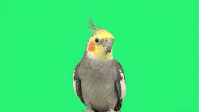 Cockatiel on green screen background.