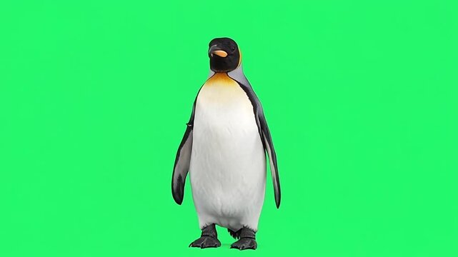 King penguin on green screen background.