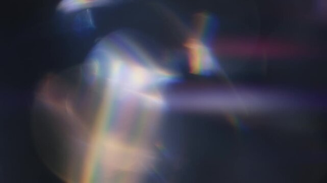 Glittering round bokeh particles with bright light leaks overlay 